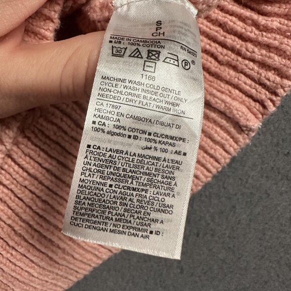 Old Navy Sweater Womens Small Pink Tunic Length V Neck Long Sleeve 100% Cotton - Picture 8 of 13